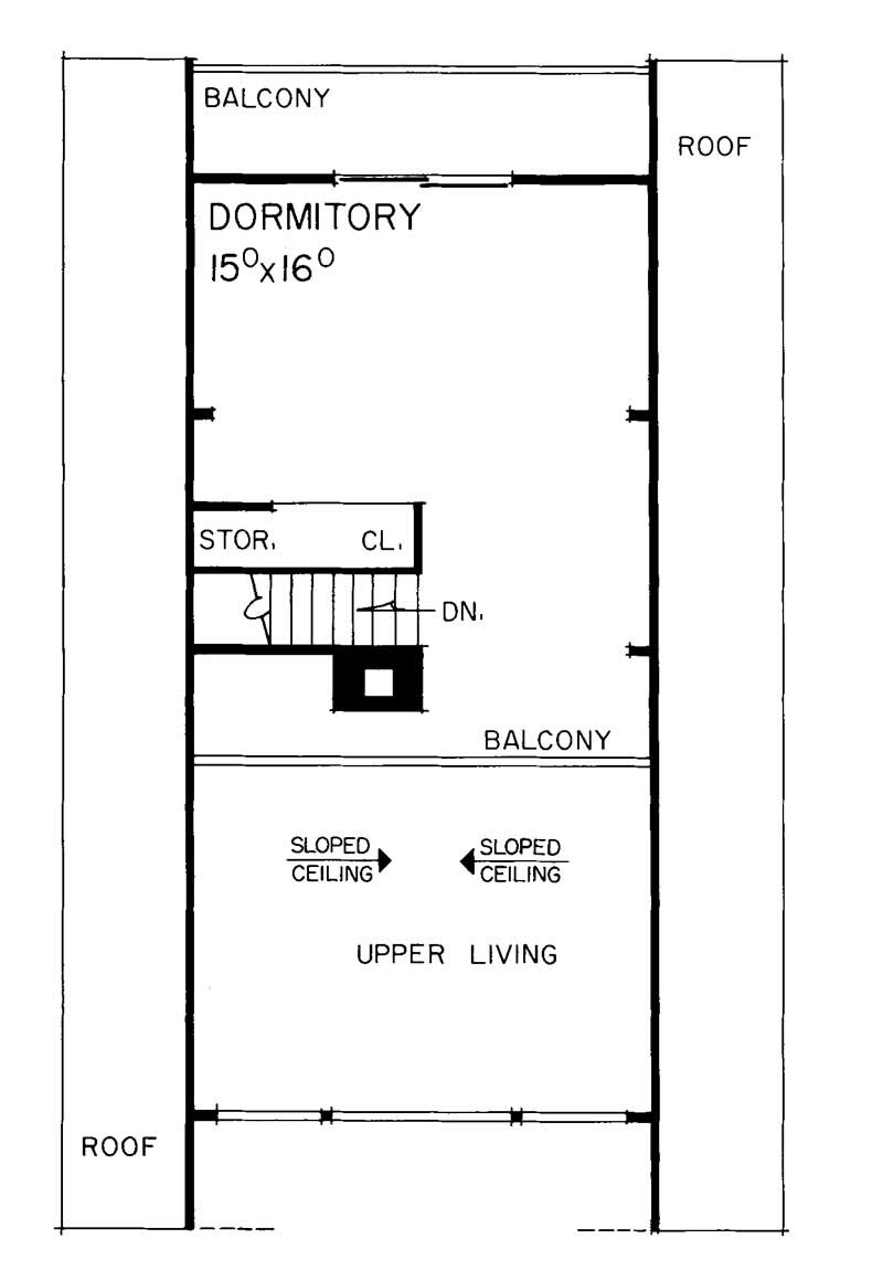 Floor Plan Second Story of A Frame Plan #137-1743