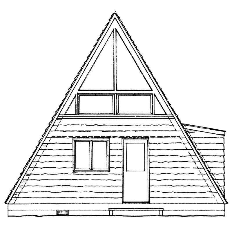 Home Plan Rear Elevation of this 1-Bedroom,810 Sq Ft Plan -137-1744