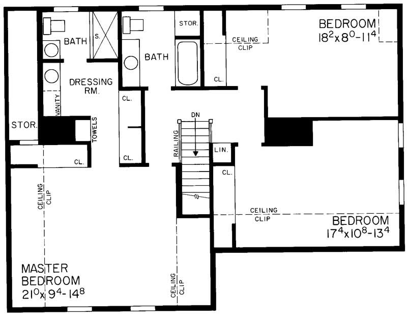 Floor Plan Second Story of Country Plan #137-1745