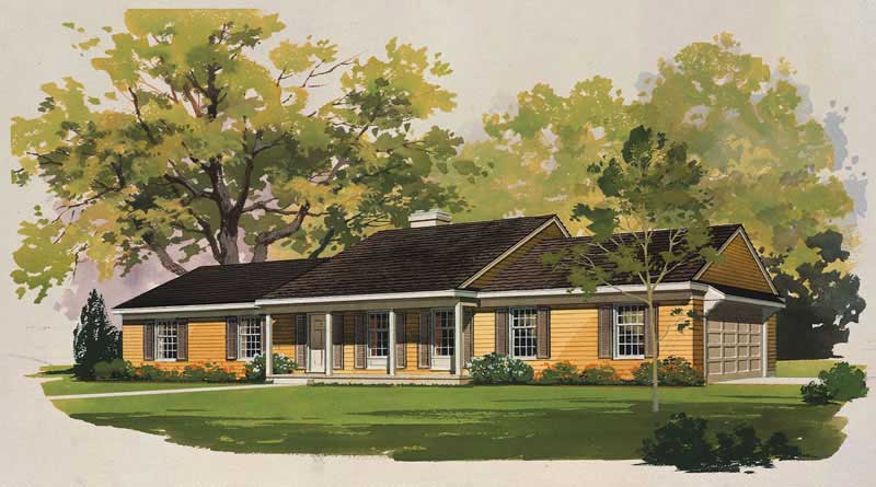 Home Plan Front Elevation of this 3-Bedroom,1536 Sq Ft Plan -137-1746