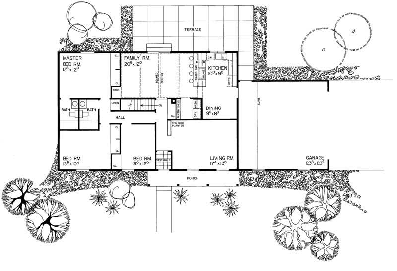 Floor Plan First Story of Ranch Plan #137-1746