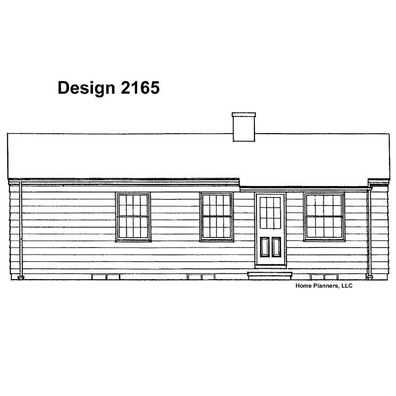 Home Plan Rear Elevation of this 2-Bedroom,880 Sq Ft Plan -137-1748