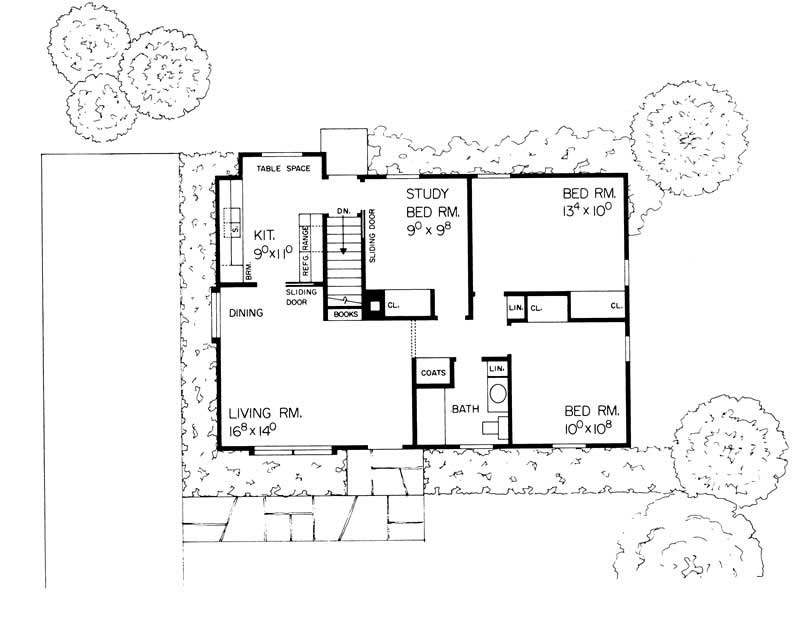 Floor Plan First Story of Ranch Plan #137-1748