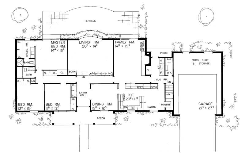 Floor Plan First Story of Ranch Plan #137-1750