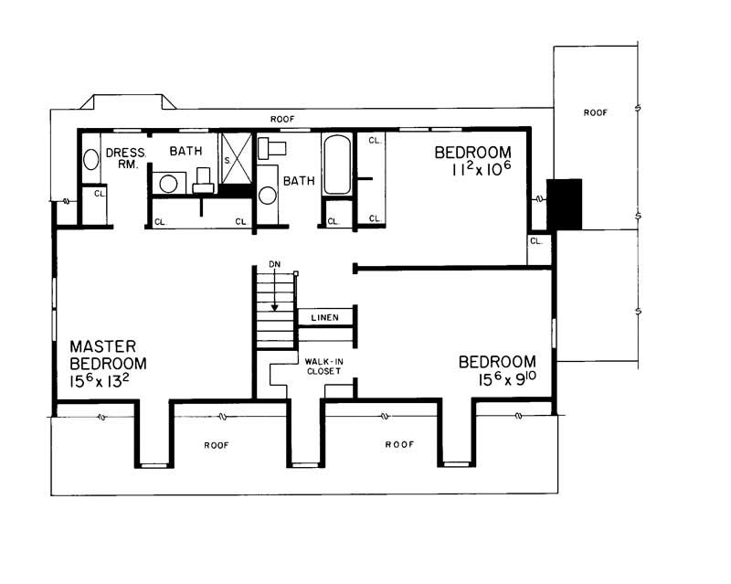 Floor Plan Second Story of Colonial Plan #137-1751