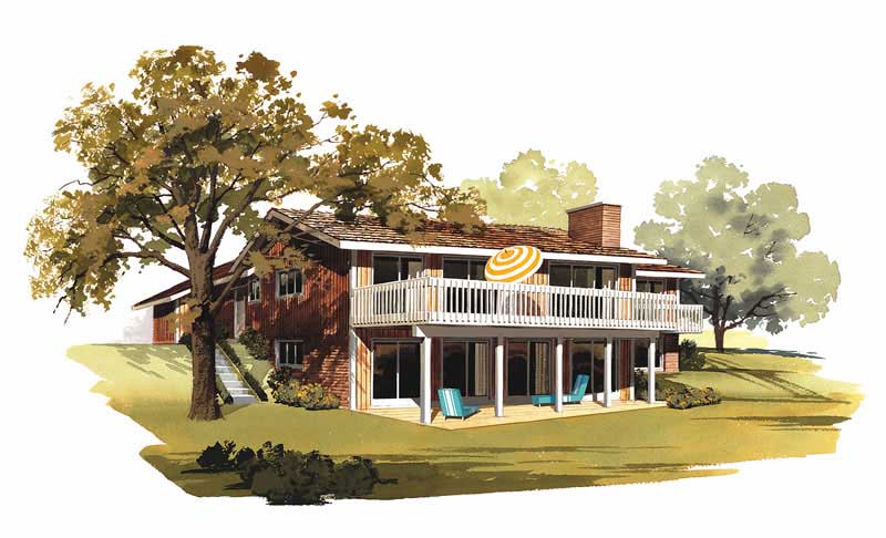 Home Plan Rear Elevation of this 3-Bedroom,1242 Sq Ft Plan -137-1754