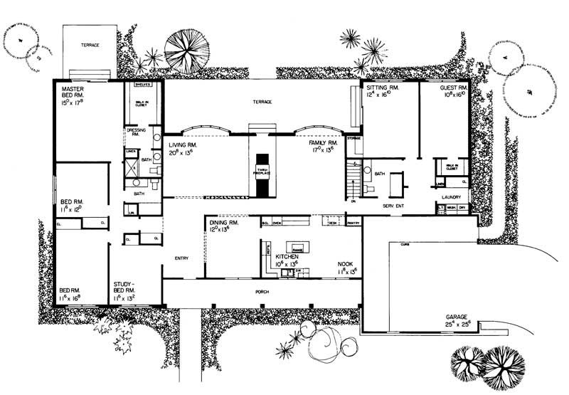 Floor Plan First Story of Ranch Plan #137-1756
