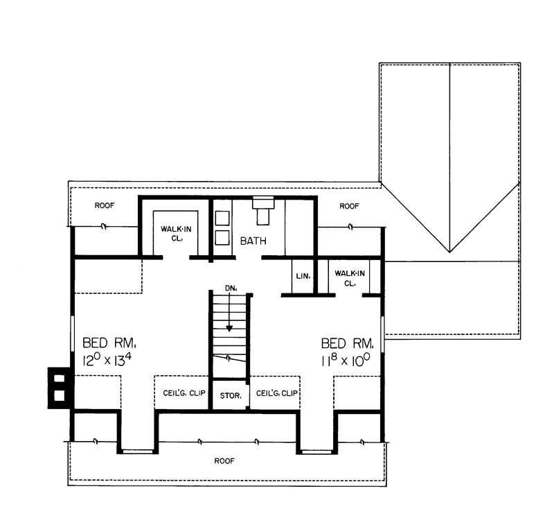 Floor Plan Upper Level of Cape Cod Plan #137-1758