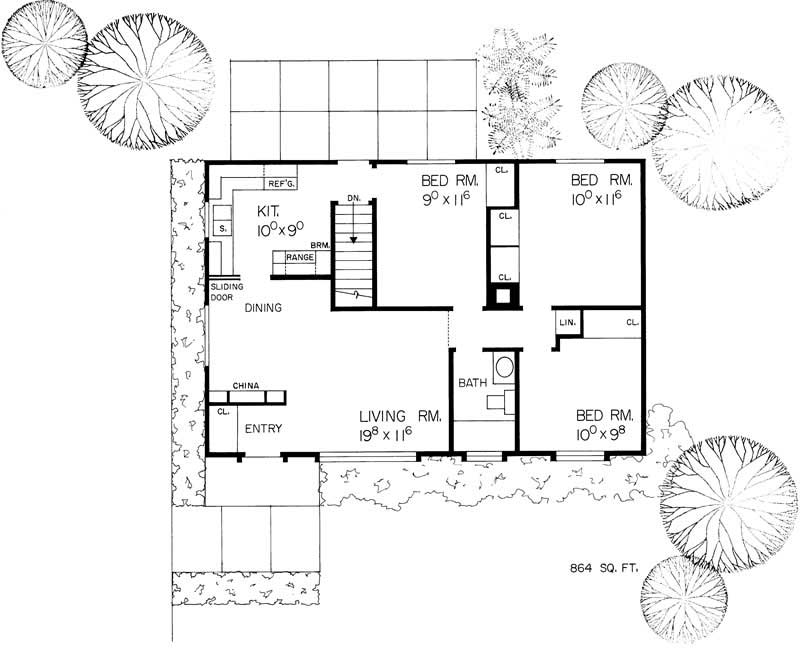 Floor Plan First Story of Ranch Plan #137-1760