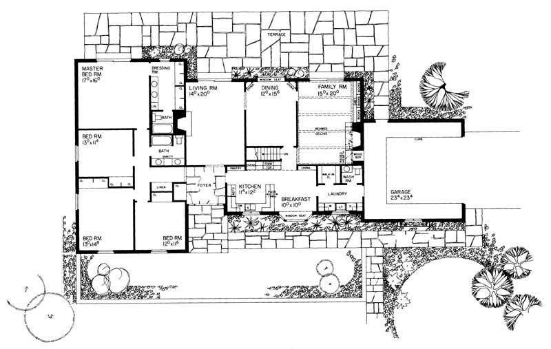 Floor Plan First Story of Ranch Plan #137-1761