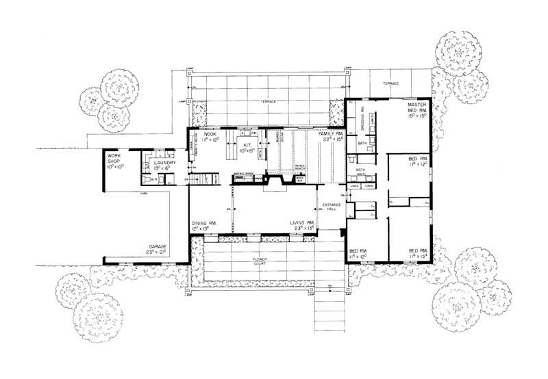 Floor Plan First Story of Ranch Plan #137-1763
