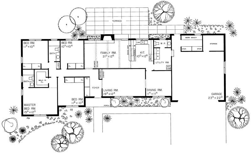Floor Plan First Story of Ranch Plan #137-1766