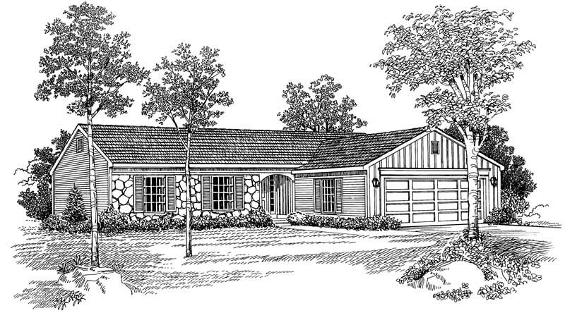 Home Plan Front Elevation of this 3-Bedroom,1267 Sq Ft Plan -137-1769
