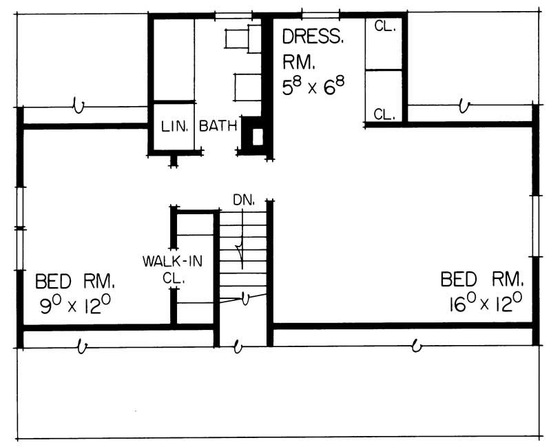Floor Plan Second Story of Country Plan #137-1770