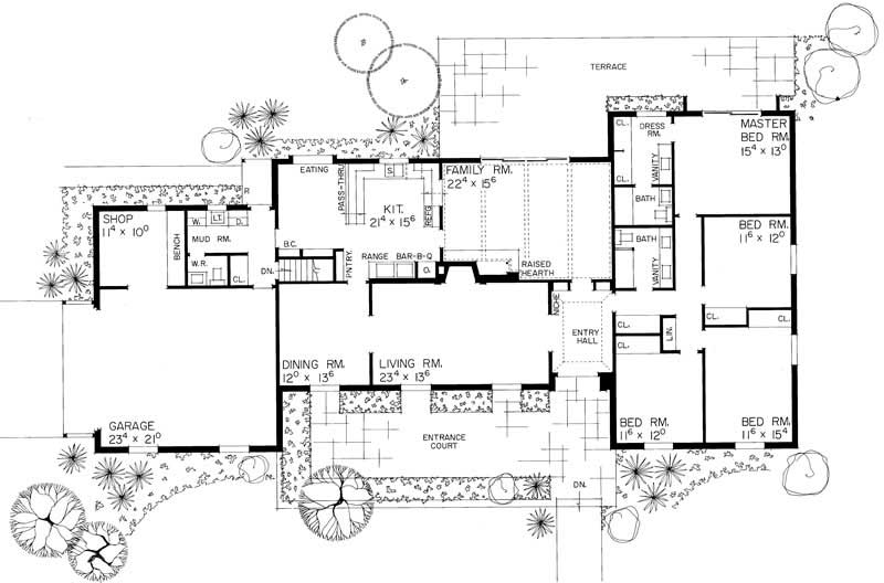 Floor Plan First Story of Ranch Plan #137-1771