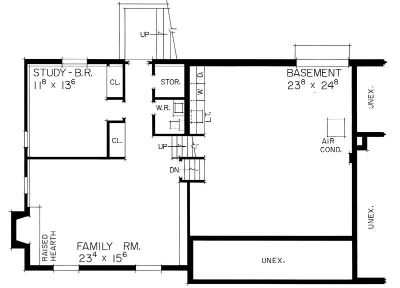 Floor Plan Basement of Country Plan #137-1773