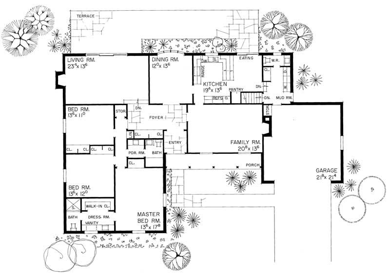 Floor Plan First Story of Country Plan #137-1779