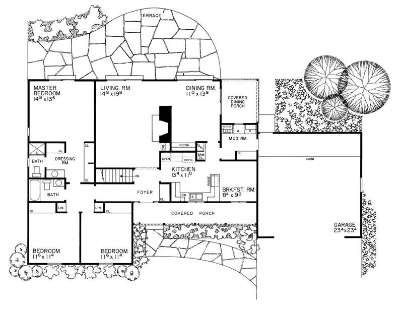 Floor Plan First Story of Ranch Plan #137-1780