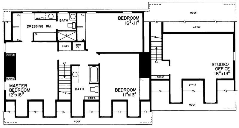 Floor Plan Second Story of Colonial Plan #137-1781