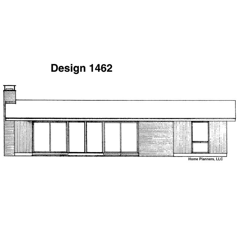 Home Plan Rear Elevation of this 2-Bedroom,1176 Sq Ft Plan -137-1784