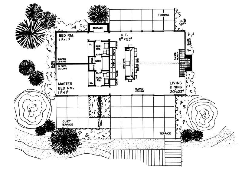 Floor Plan First Story of Ranch Plan #137-1784