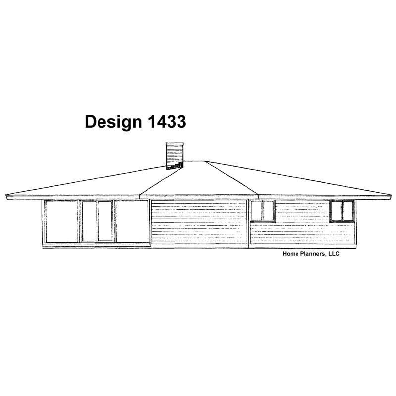 Home Plan Rear Elevation of this 3-Bedroom,1160 Sq Ft Plan -137-1787