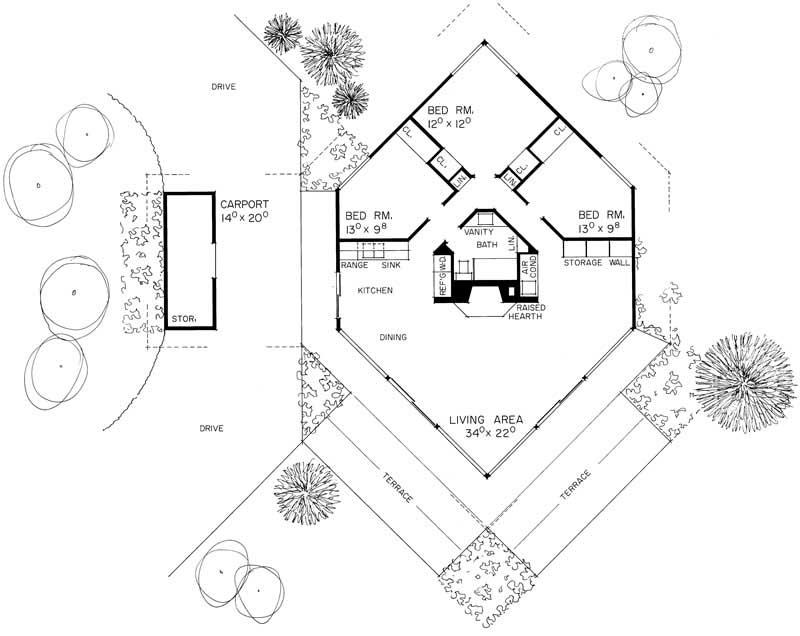 Floor Plan First Story of Contemporary Plan #137-1787