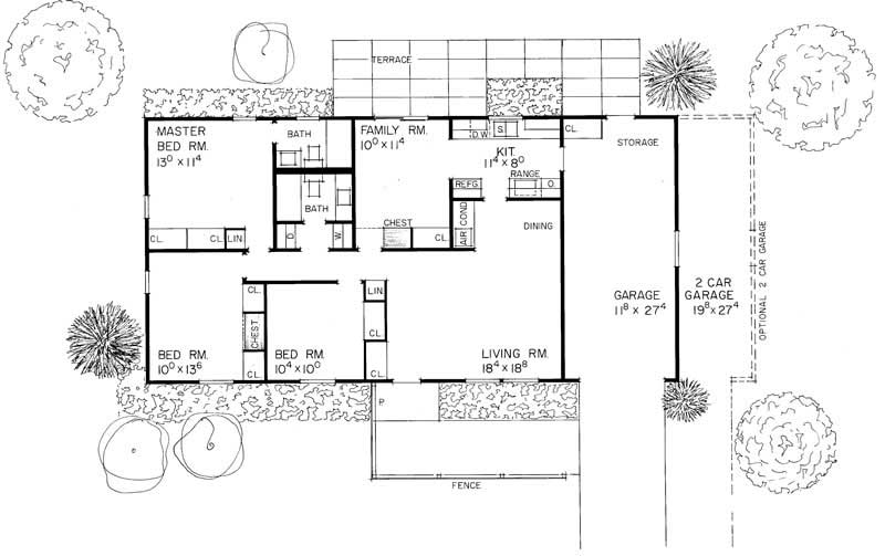 Floor Plan First Story of Ranch Plan #137-1788