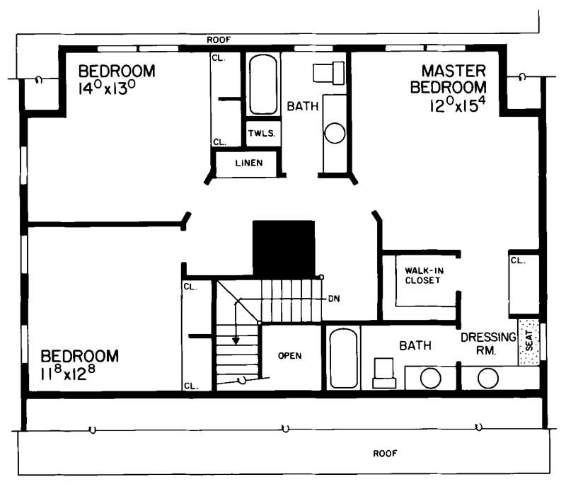 Floor Plan Second Story of Cape Cod Plan #137-1790