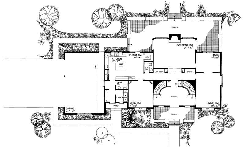 Floor Plan First Story of European Plan #137-1792