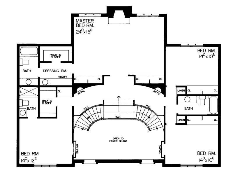 Floor Plan Second Story of European Plan #137-1792