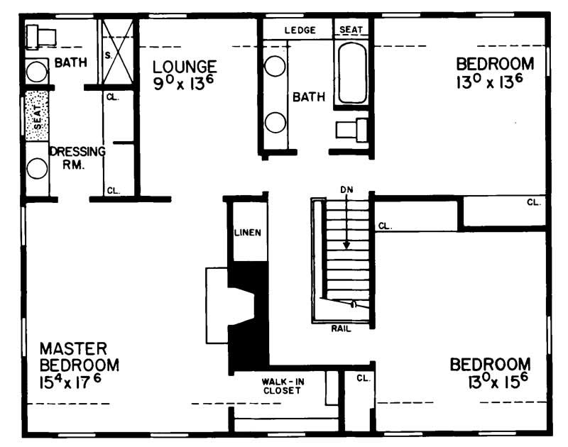 Floor Plan Second Story of Colonial Plan #137-1793