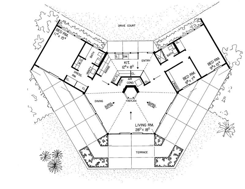 Floor Plan First Story of Contemporary Plan #137-1795