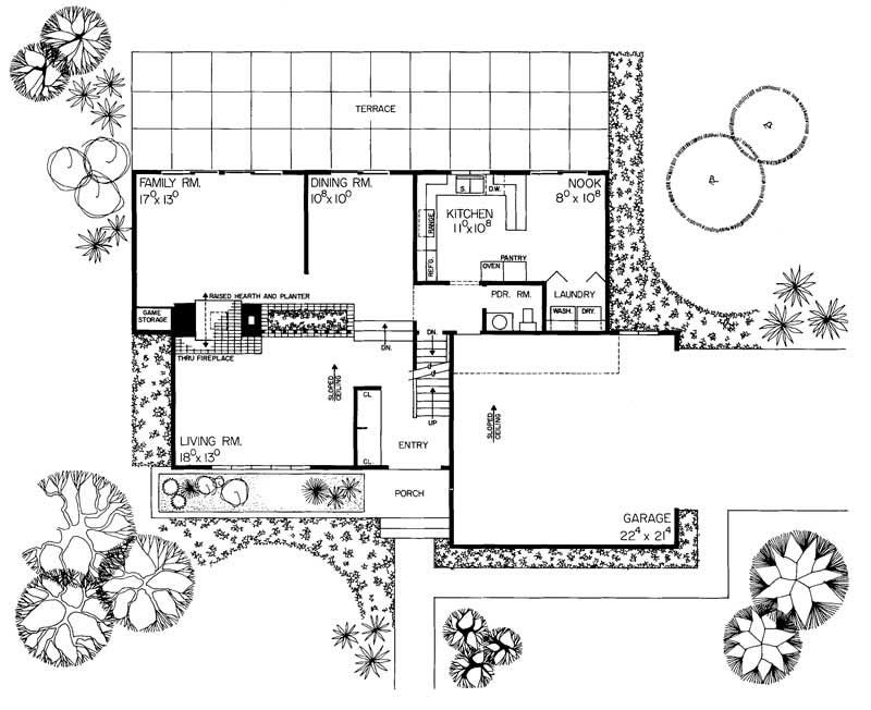 Floor Plan First Story of Contemporary Plan #137-1796