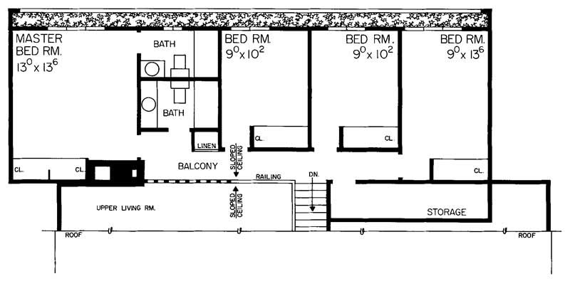Floor Plan Second Story of Contemporary Plan #137-1796