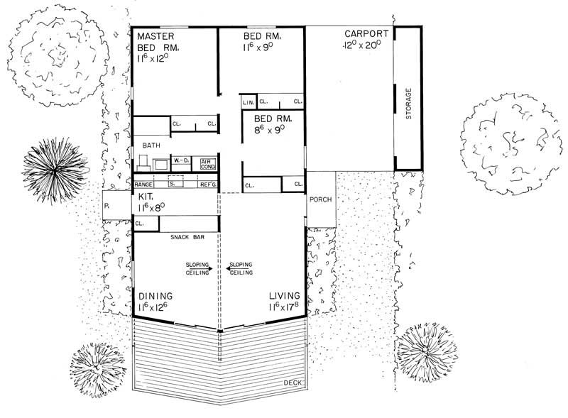 Floor Plan First Story of Contemporary Plan #137-1800