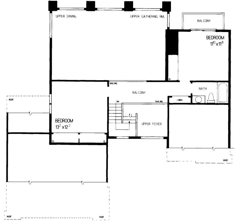 Floor Plan Second Story of Contemporary Plan #137-1801