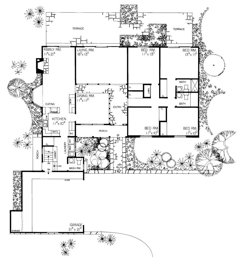 Floor Plan First Story of Country Plan #137-1803