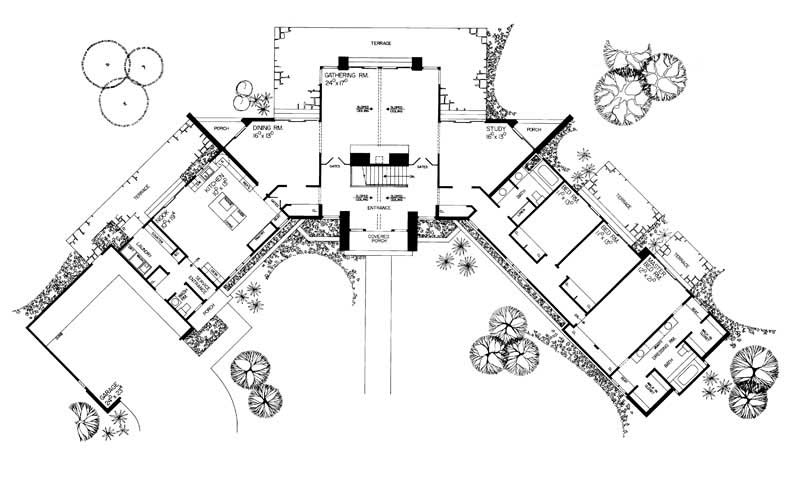 Floor Plan First Story of Ranch Plan #137-1804
