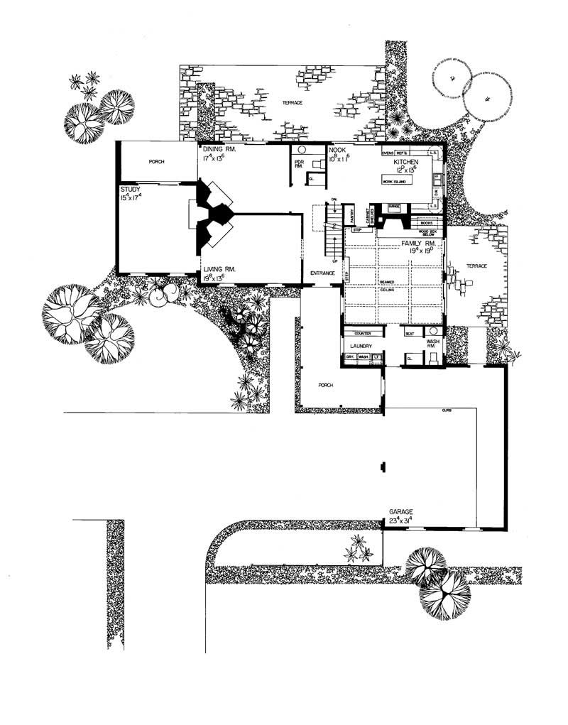 Floor Plan First Story of Country Plan #137-1805