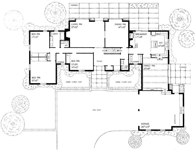 Floor Plan First Story of European Plan #137-1809