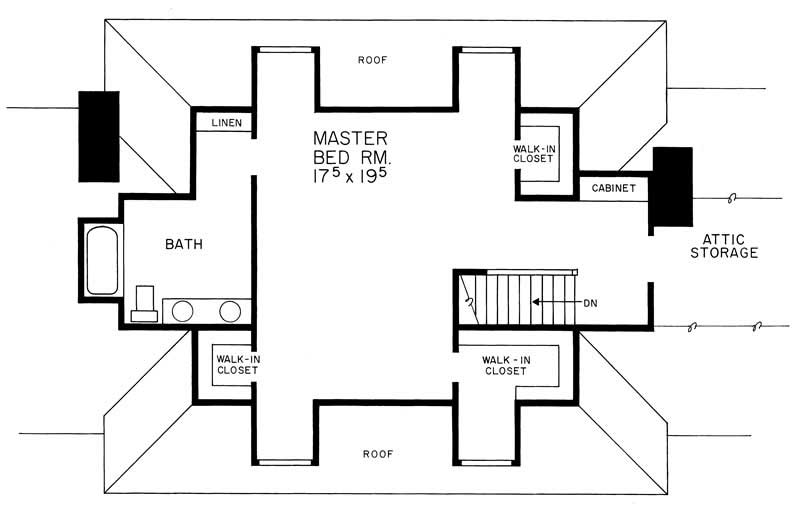 Floor Plan Second Story of European Plan #137-1809