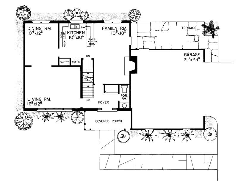 Floor Plan First Story of Country Plan #137-1810