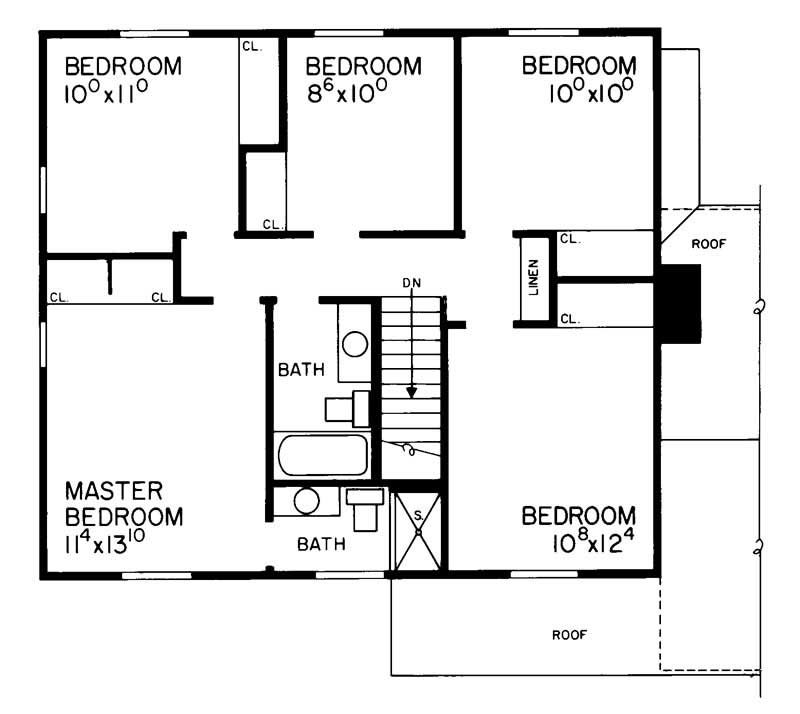 Floor Plan Second Story of Country Plan #137-1810