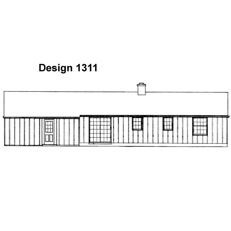 Home Plan Rear Elevation of this 3-Bedroom,1050 Sq Ft Plan -137-1814
