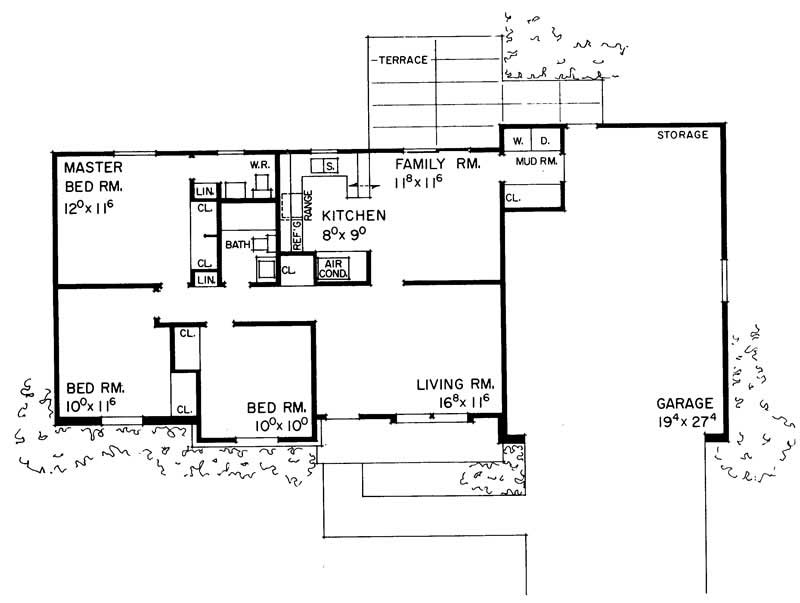 Floor Plan First Story of Ranch Plan #137-1814