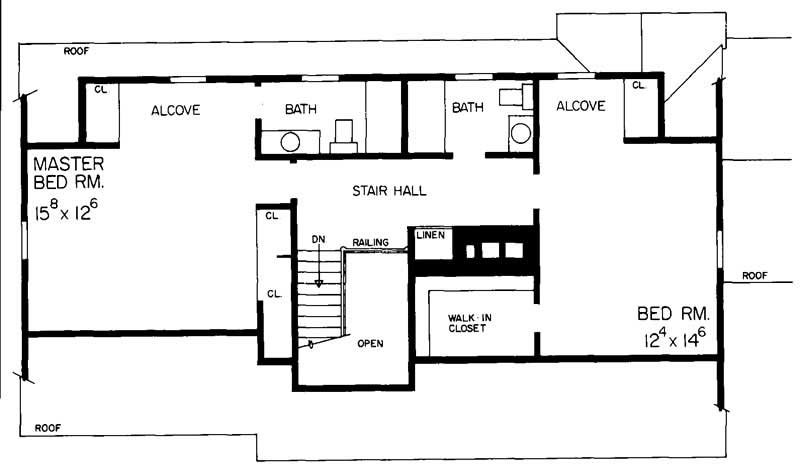 Floor Plan Second Story of Cape Cod Plan #137-1815