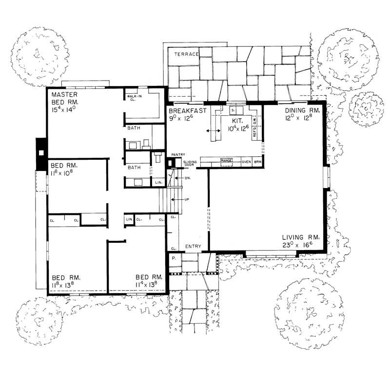 Floor Plan First Story of European Plan #137-1818