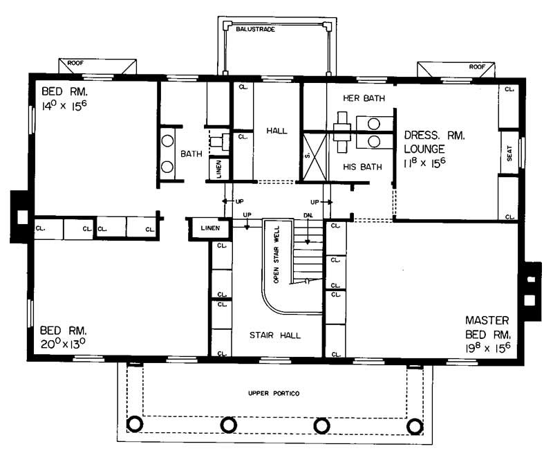 Floor Plan Second Story of Colonial Plan #137-1819
