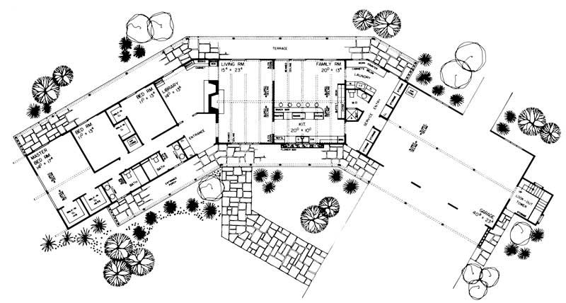 Floor Plan First Story of Ranch Plan #137-1821